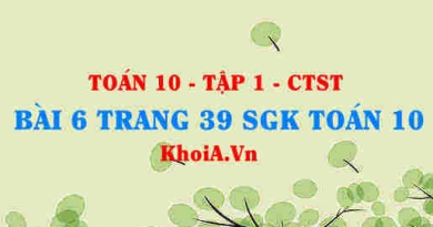 Bài 6 trang 39 SGK Toán 10 tập 1 Chân trời sáng tạo
